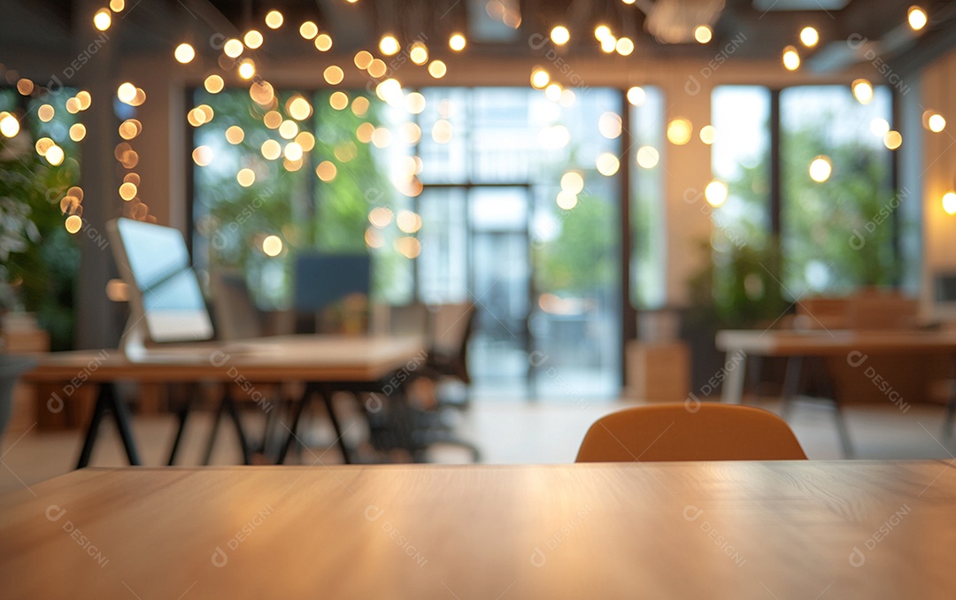 Fundo desfocado de foto do design de interiores de escritório moderno