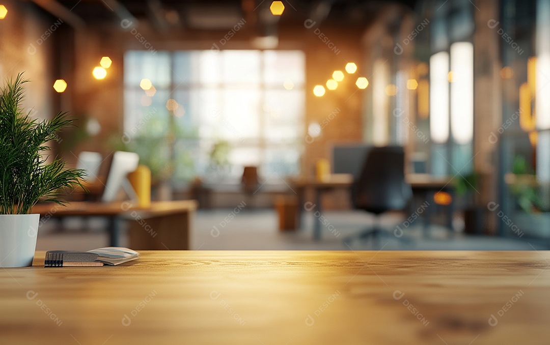 Fundo desfocado de foto do design de interiores de escritório moderno