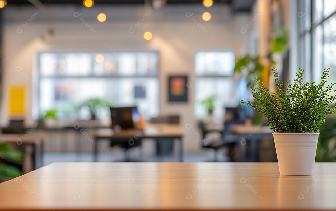 Fundo desfocado de foto do design de interiores de escritório moderno