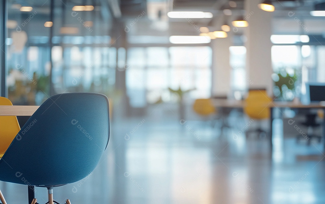 Fundo desfocado de foto do design de interiores de escritório moderno
