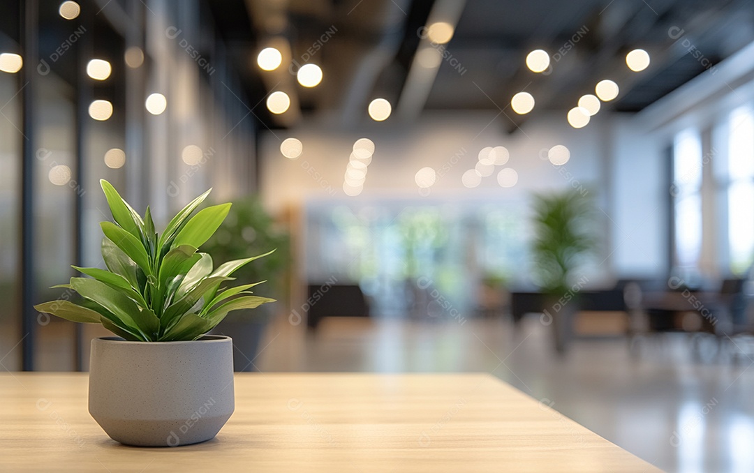 Fundo desfocado de foto do design de interiores de escritório moderno