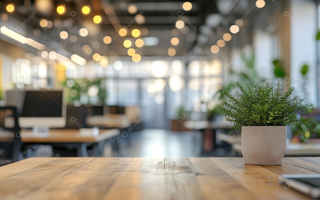 Fundo desfocado de foto do design de interiores de escritório moderno