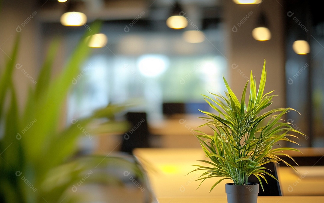 Fundo desfocado de foto do design de interiores de escritório moderno