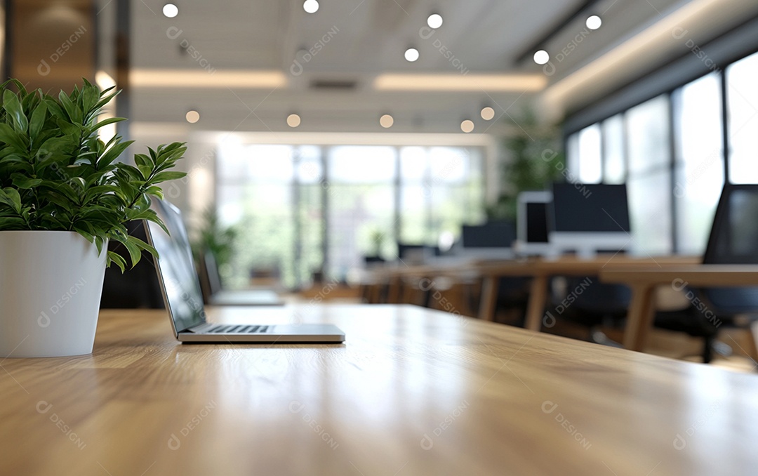 Fundo desfocado de foto do design de interiores de escritório moderno