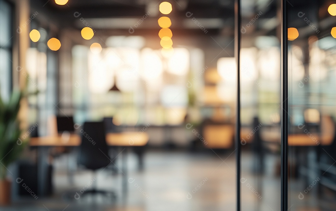 Fundo desfocado de foto do design de interiores de escritório moderno