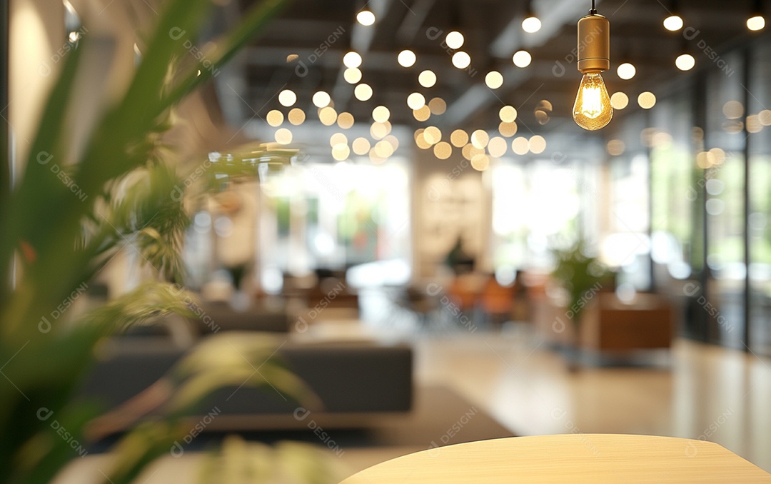 Fundo desfocado de foto do design de interiores de escritório moderno