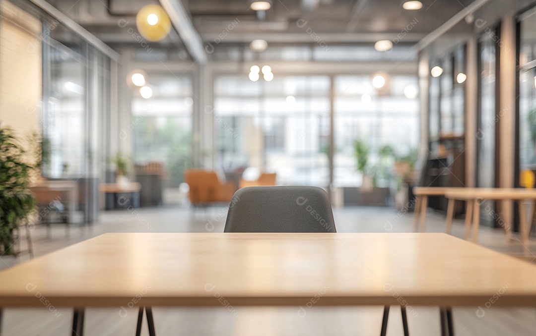 Fundo desfocado de foto do design de interiores de escritório moderno