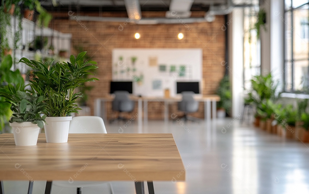 Fundo desfocado de foto do design de interiores de escritório moderno