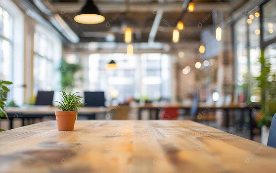 Fundo desfocado de foto do design de interiores de escritório moderno