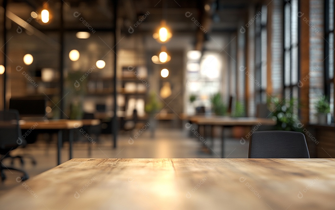 Fundo desfocado de foto do design de interiores de escritório moderno