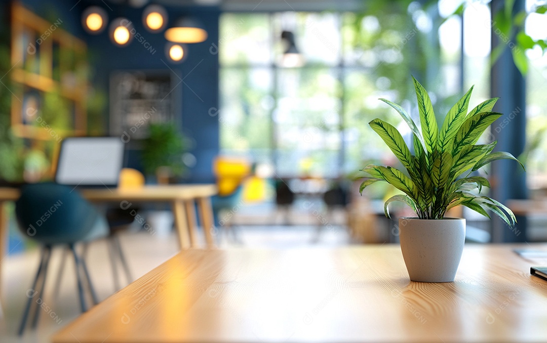 Fundo desfocado de foto do design de interiores de escritório moderno