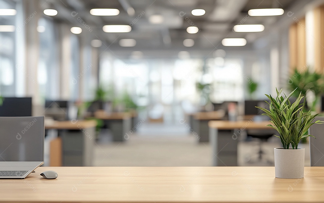 Fundo desfocado de foto do design de interiores de escritório moderno