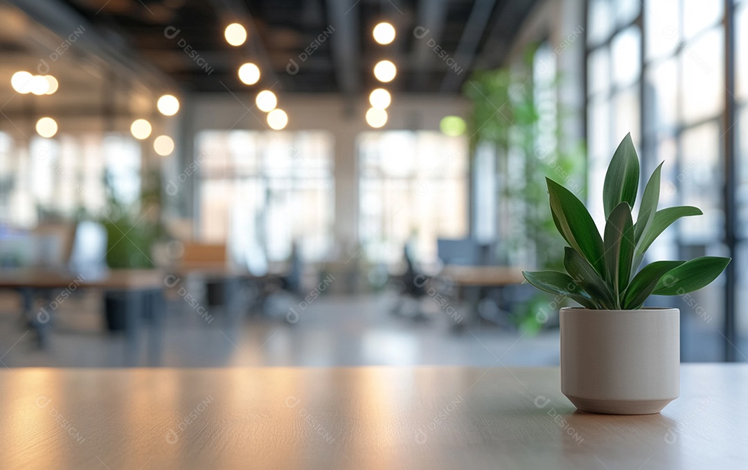 Fundo desfocado de foto do design de interiores de escritório moderno