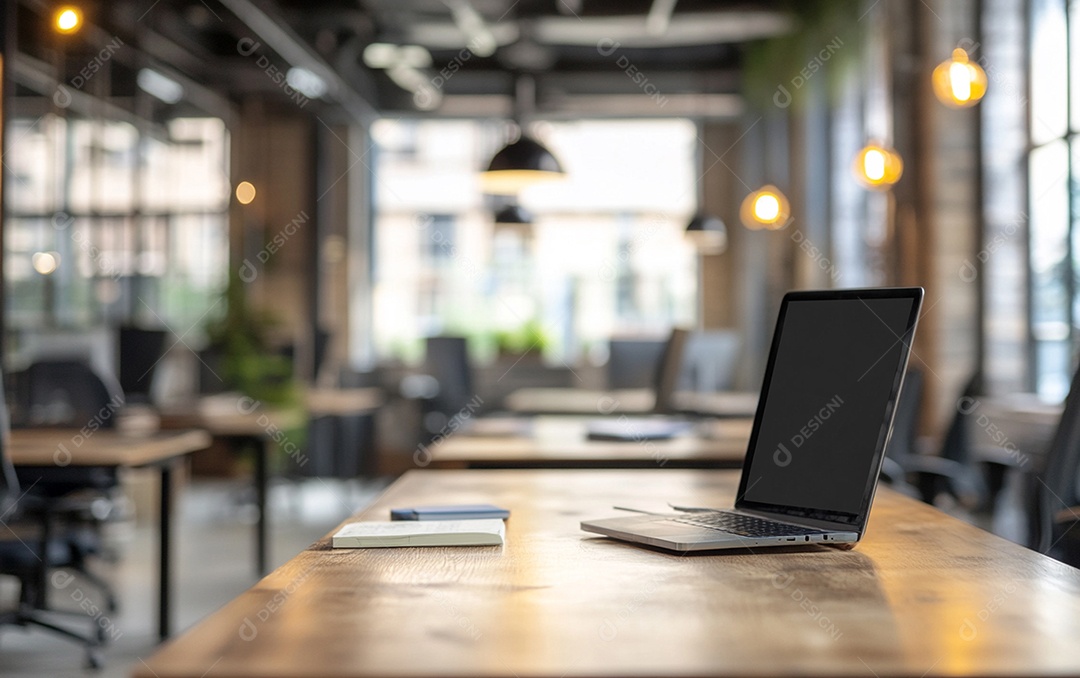 Fundo desfocado de foto do design de interiores de escritório moderno