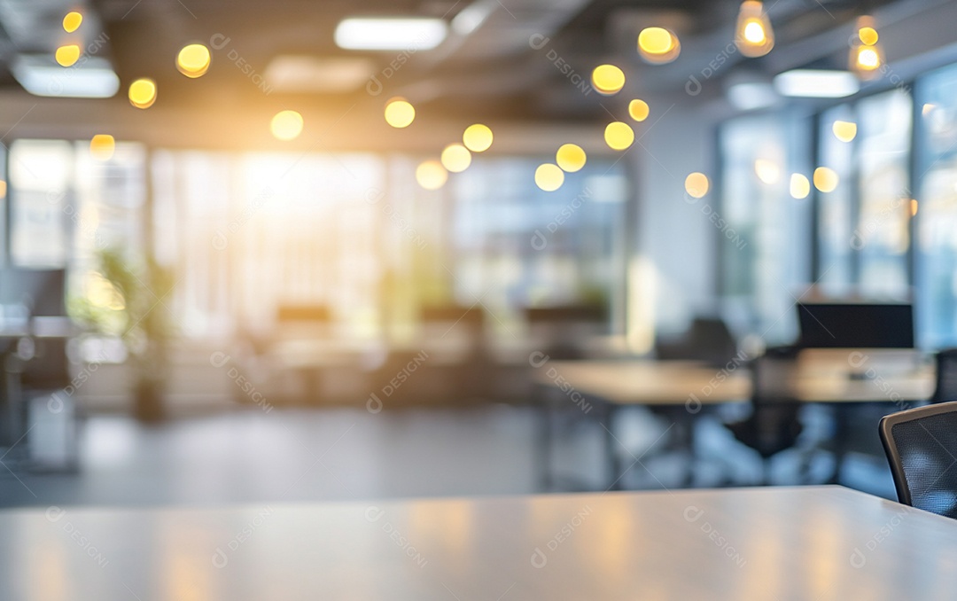Fundo desfocado de foto do design de interiores de escritório moderno