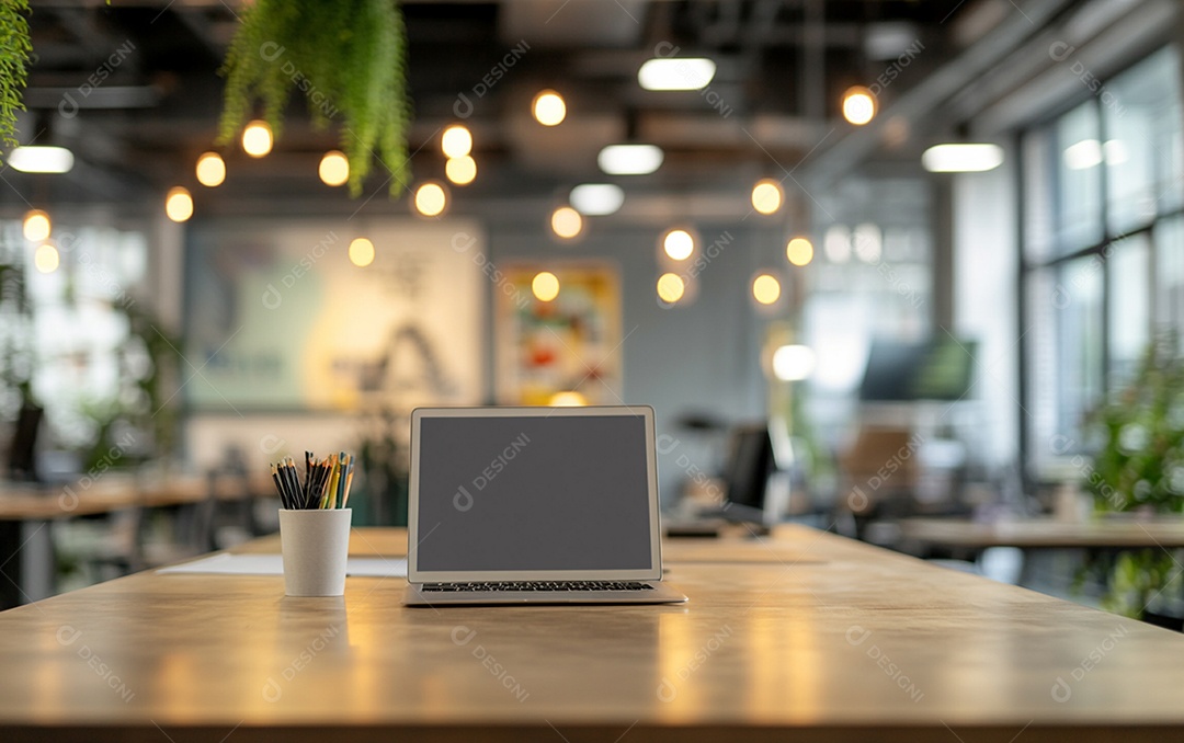 Fundo desfocado de foto do design de interiores de escritório moderno