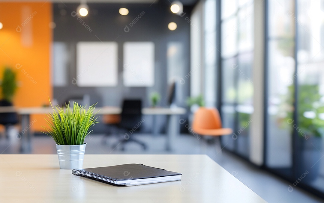 Fundo desfocado de foto do design de interiores de escritório moderno