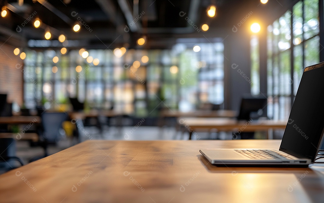 Fundo desfocado de foto do design de interiores de escritório moderno