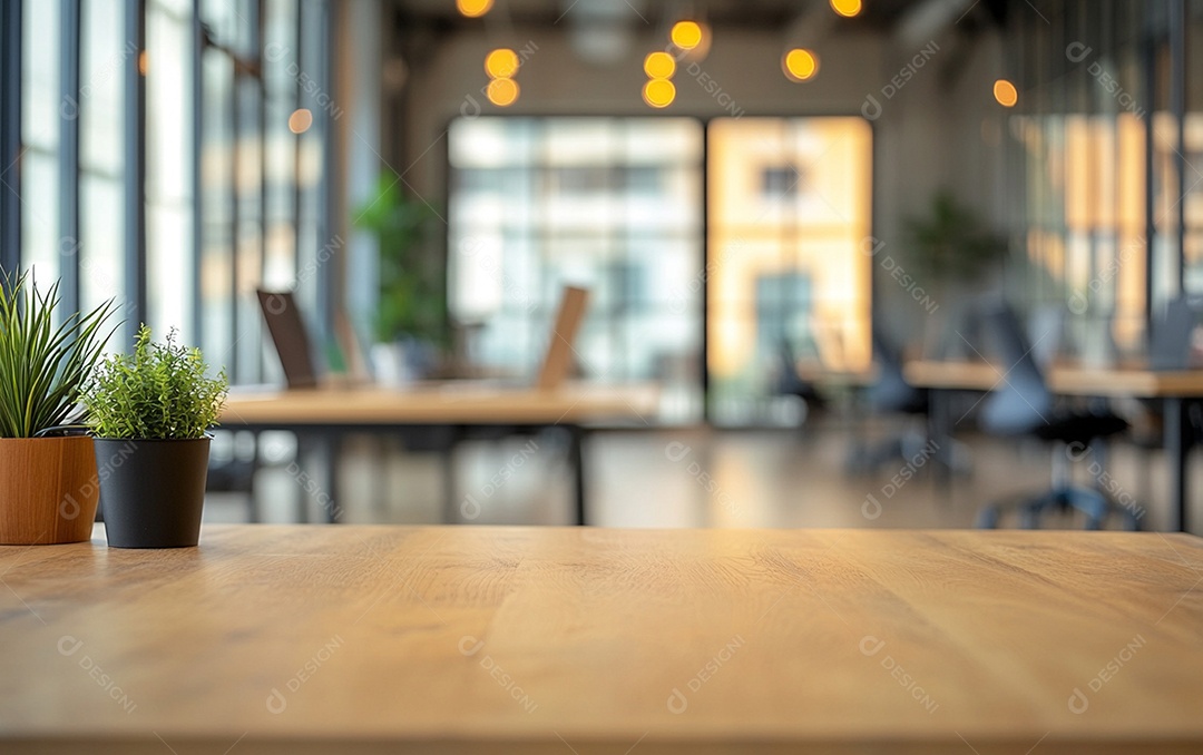 Fundo desfocado de foto do design de interiores de escritório moderno