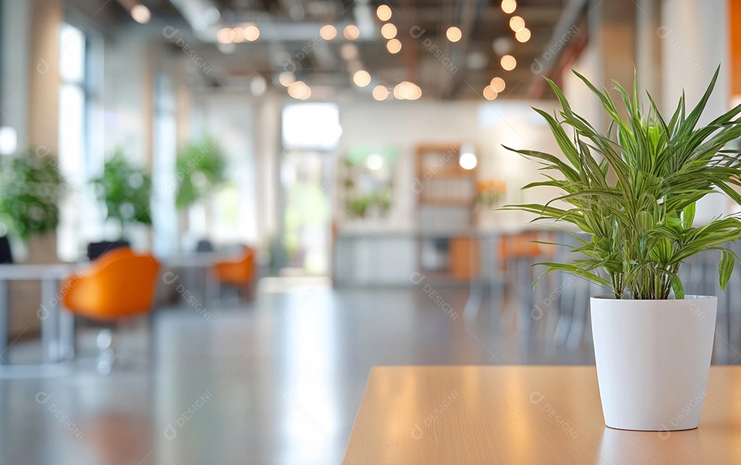 Fundo desfocado de foto do design de interiores de escritório moderno