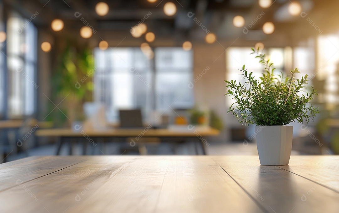 Fundo desfocado de foto do design de interiores de escritório moderno