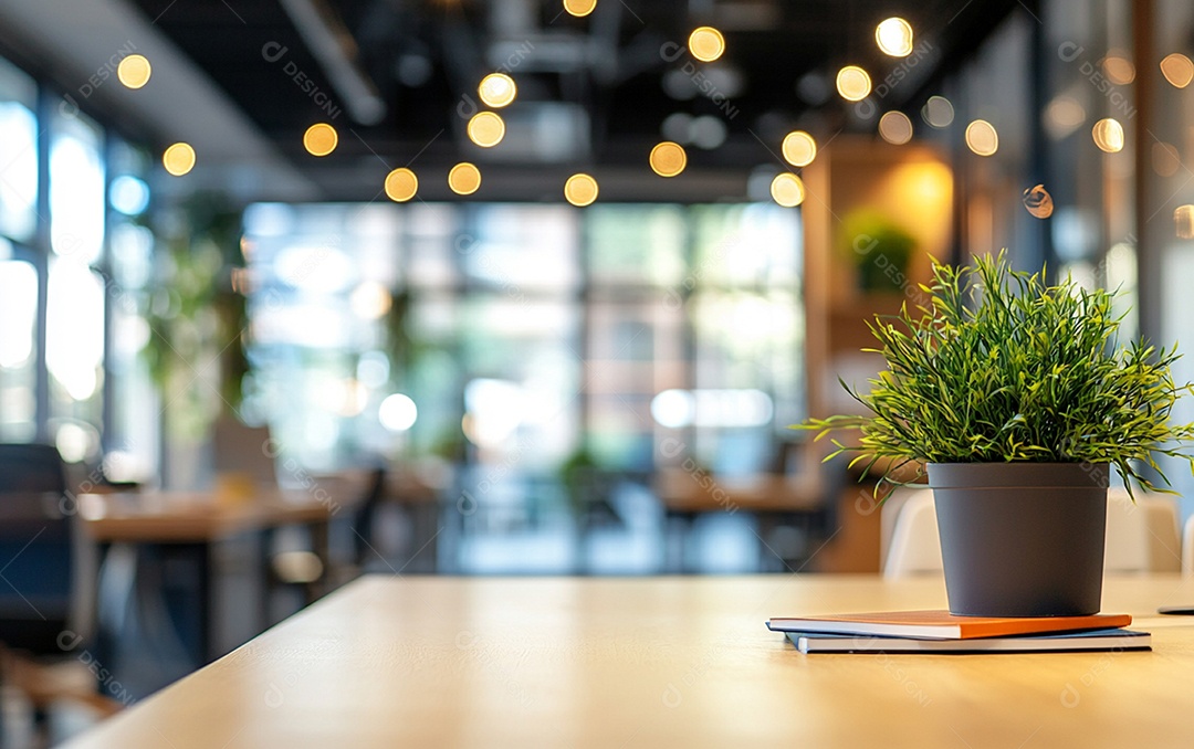 Fundo desfocado de foto do design de interiores de escritório moderno