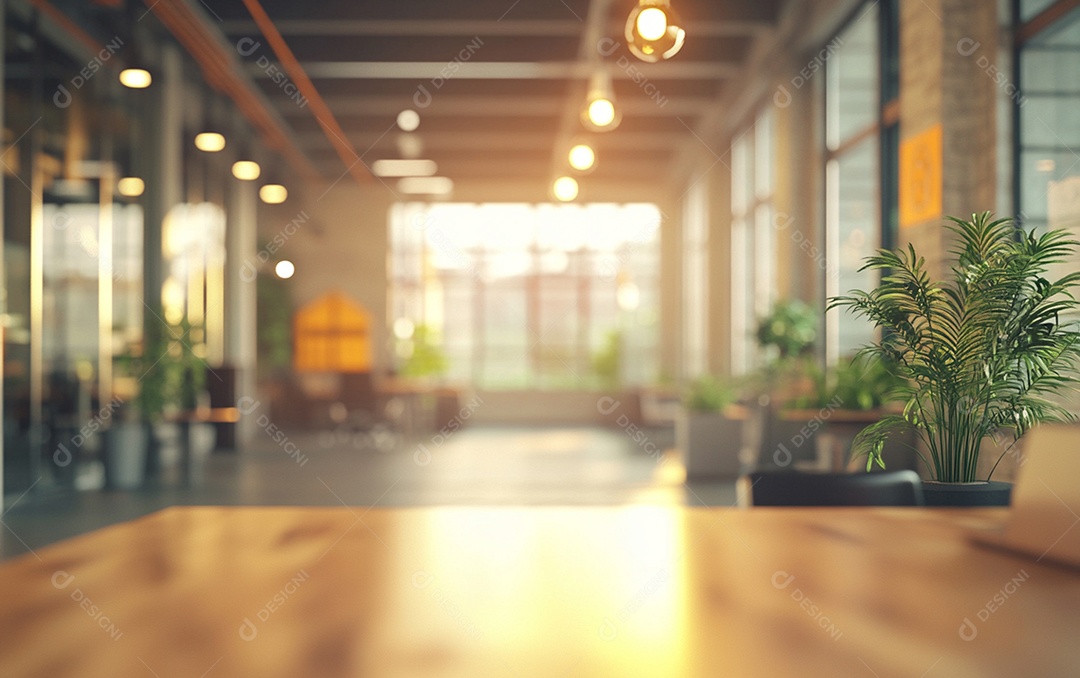 Fundo desfocado de foto do design de interiores de escritório moderno