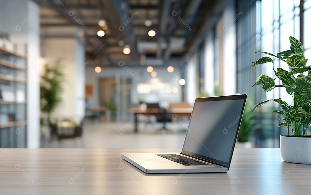 Fundo desfocado de foto do design de interiores de escritório moderno