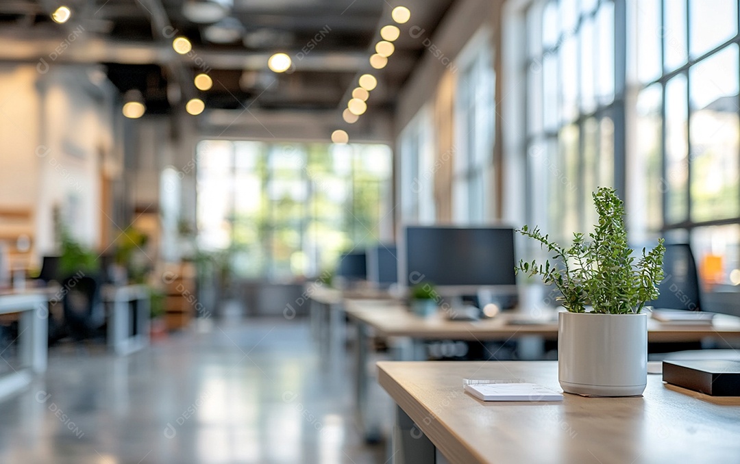 Modern office interior design photo blurry background