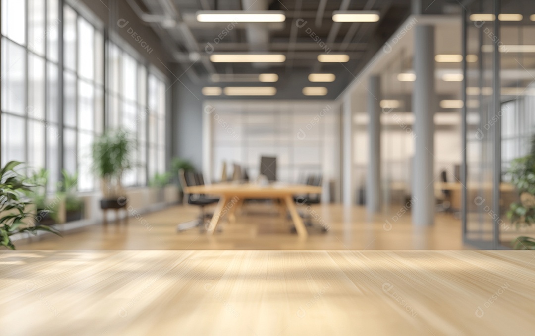 Fundo desfocado de foto do design de interiores de escritório moderno