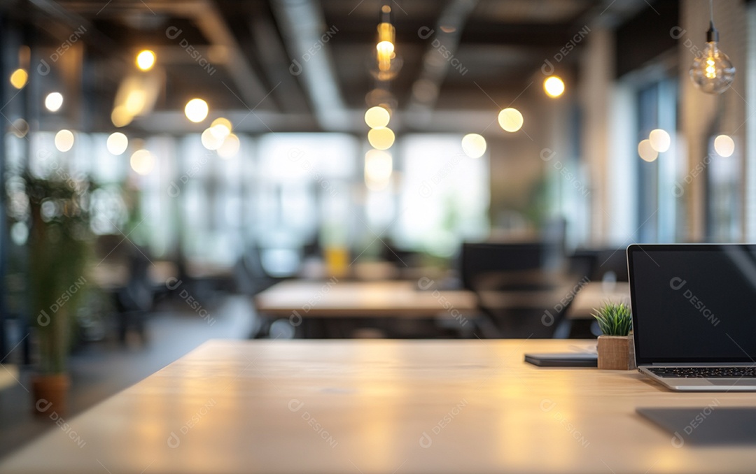 Fundo desfocado de foto do design de interiores de escritório moderno