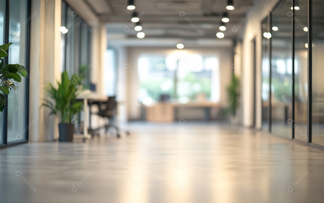 Fundo desfocado de foto do design de interiores de escritório moderno