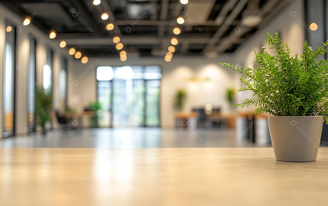 Fundo desfocado de foto do design de interiores de escritório moderno