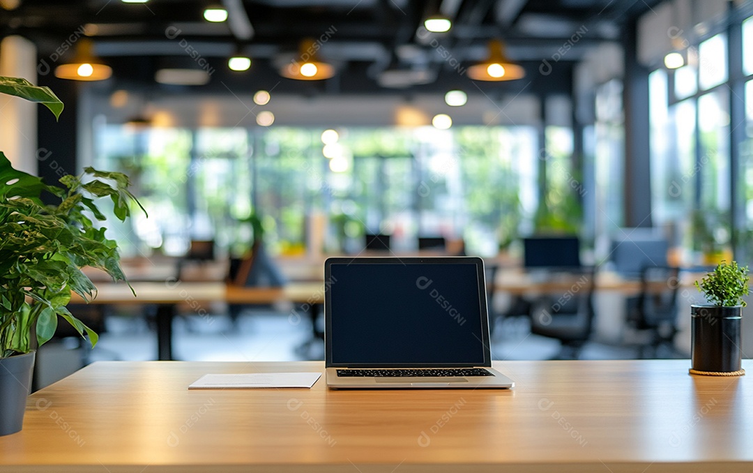 Fundo desfocado de foto do design de interiores de escritório moderno