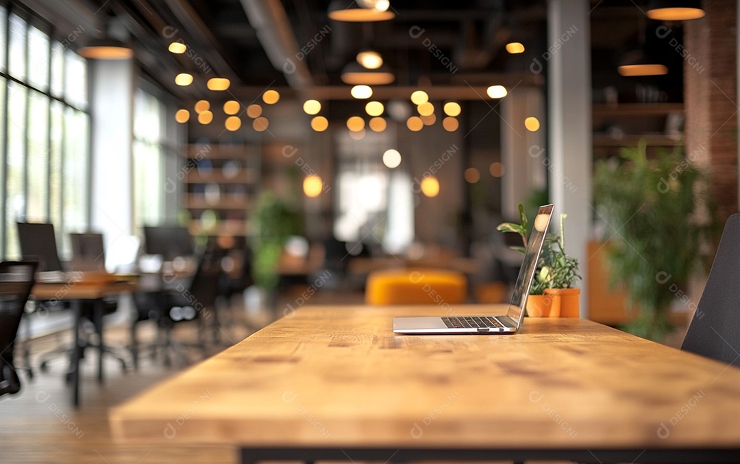 Fundo desfocado de foto do design de interiores de escritório moderno