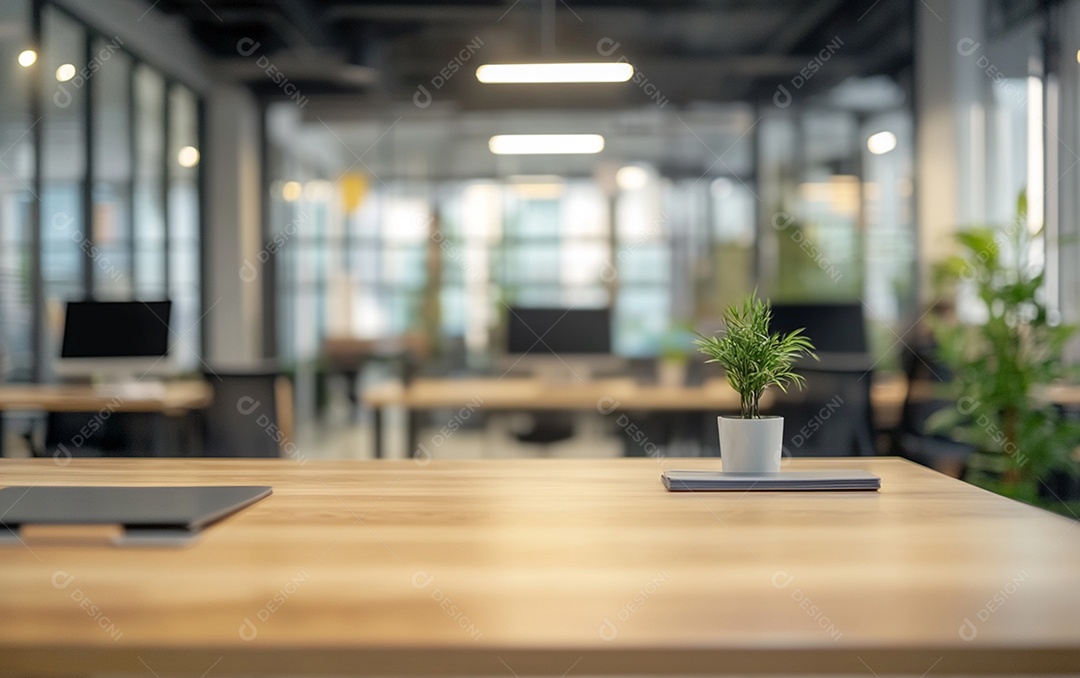 Fundo desfocado de foto do design de interiores de escritório moderno