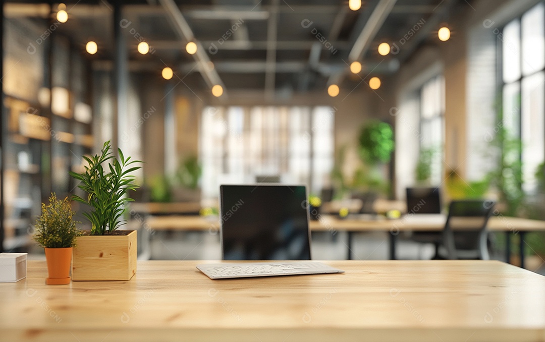 Fundo desfocado de foto do design de interiores de escritório moderno