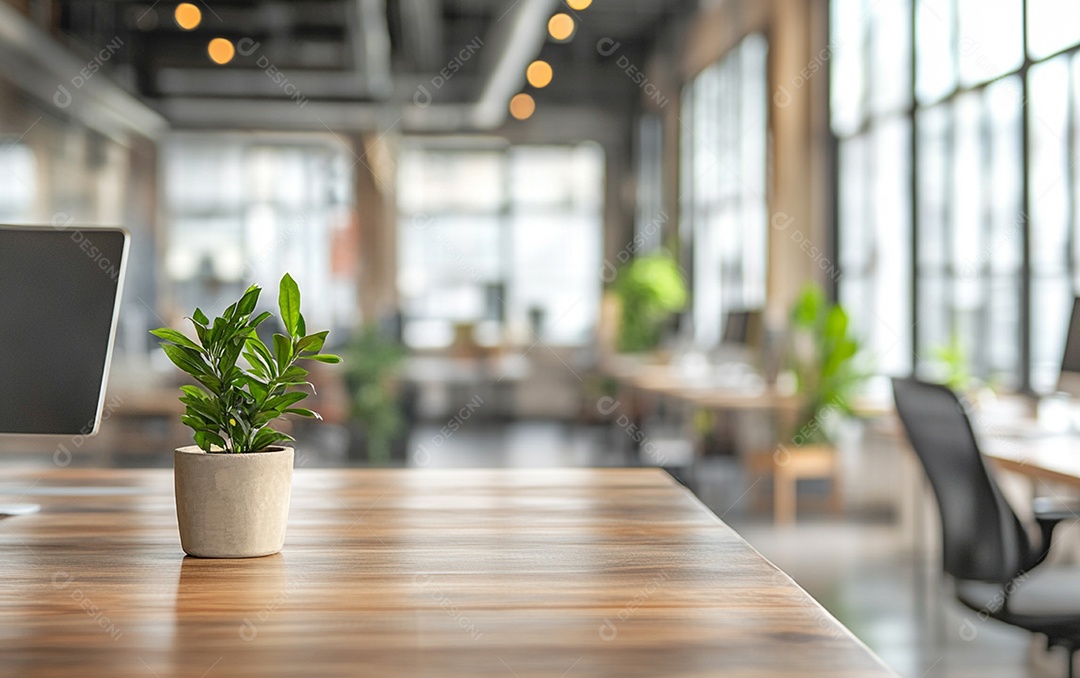 Fundo desfocado de foto do design de interiores de escritório moderno