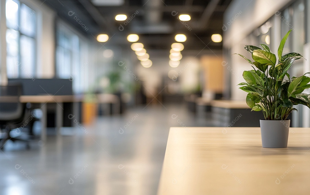 Fundo desfocado de foto do design de interiores de escritório moderno