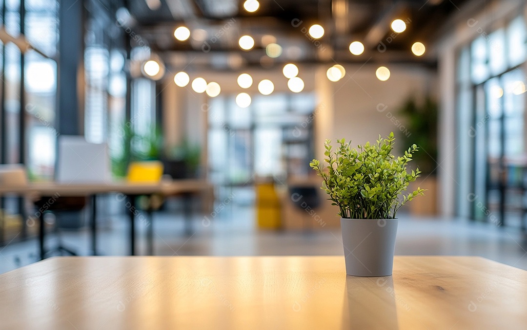 Fundo desfocado de foto do design de interiores de escritório moderno