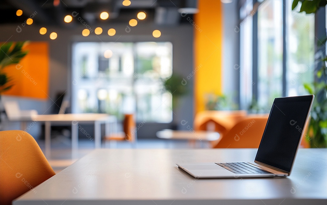 Fundo desfocado de foto do design de interiores de escritório moderno