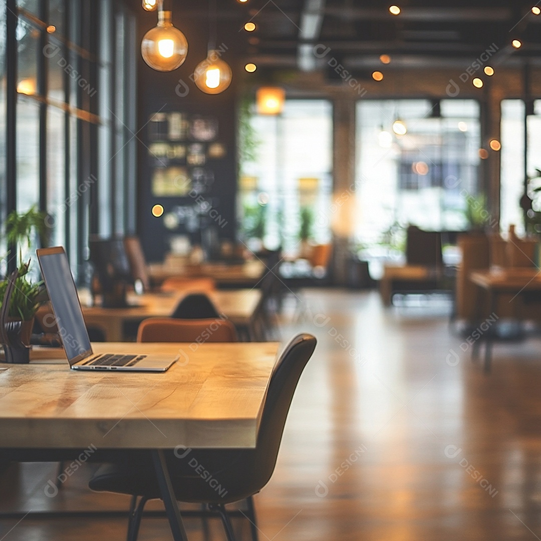 Fundo desfocado de foto do design de interiores de escritório moderno