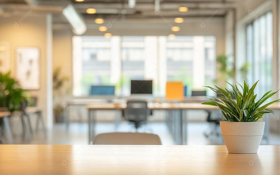 Fundo desfocado de foto do design de interiores de escritório moderno