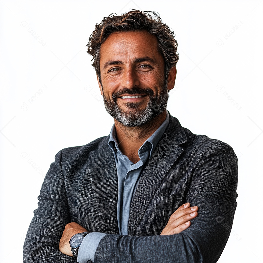 Feliz empresário sobre fundo isolado