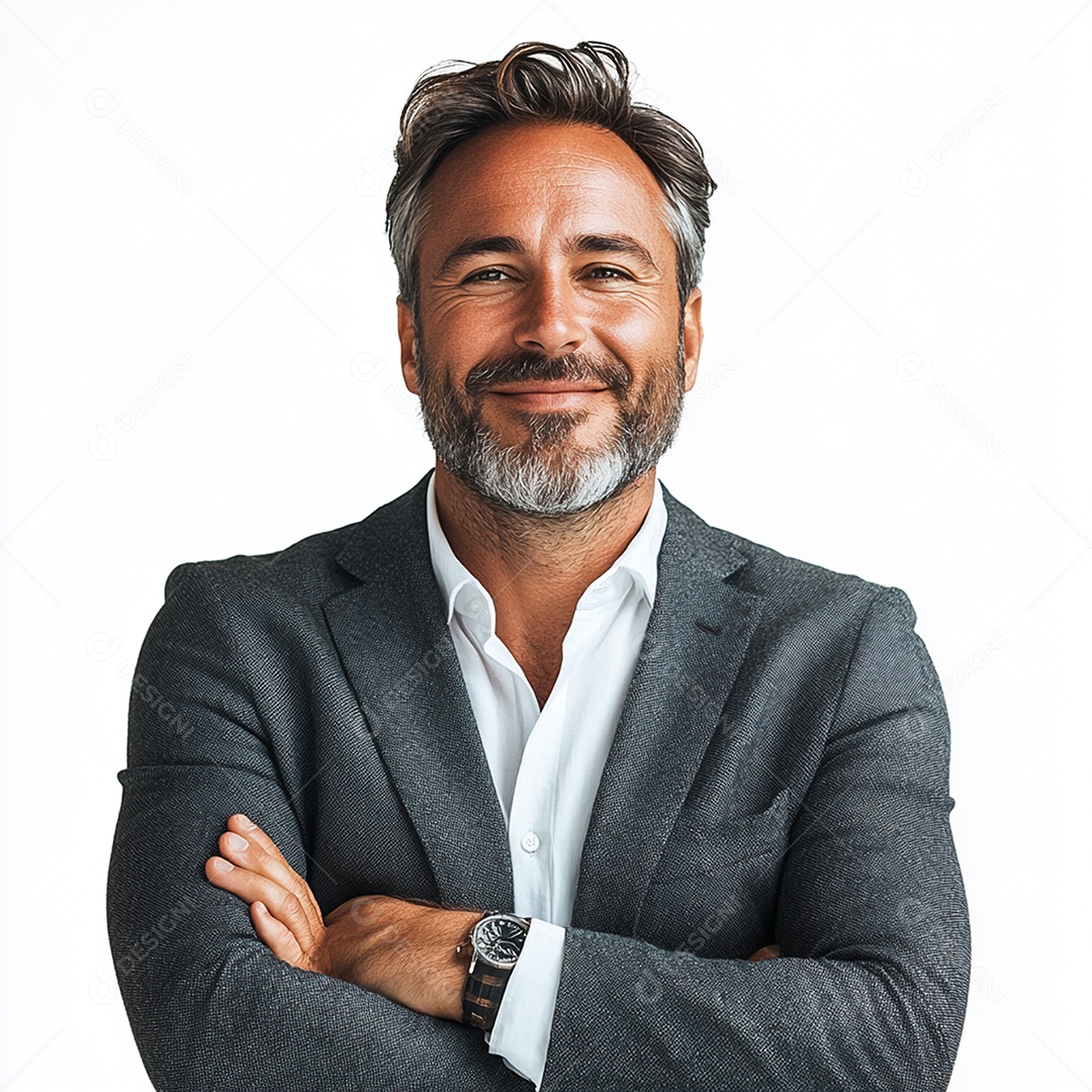 Feliz empresário sobre fundo isolado