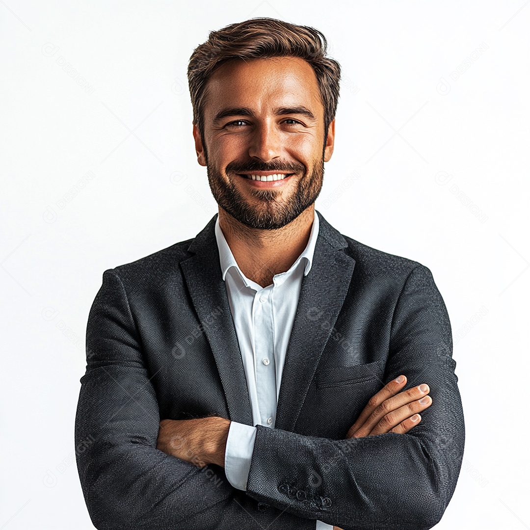 Feliz empresário sobre fundo isolado