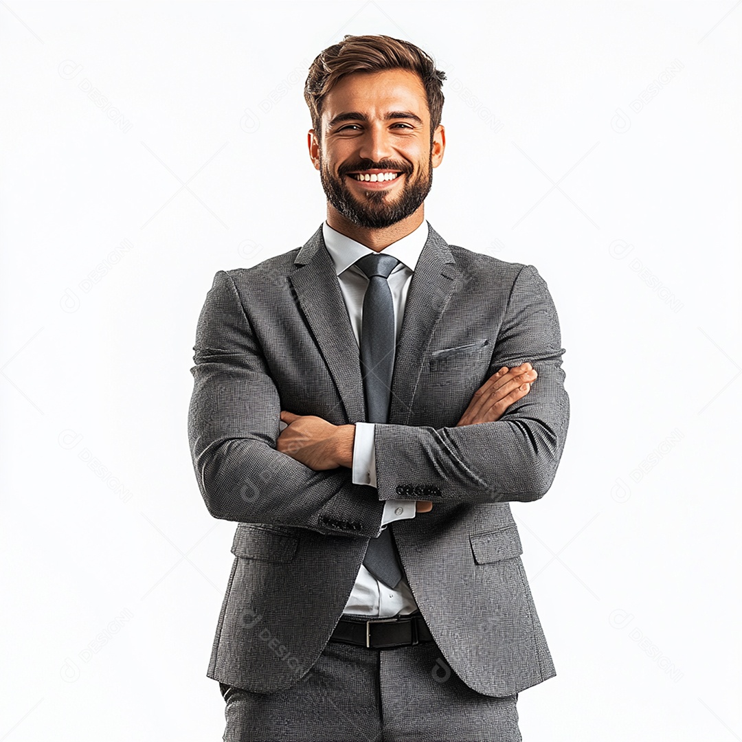 Feliz empresário sobre fundo isolado