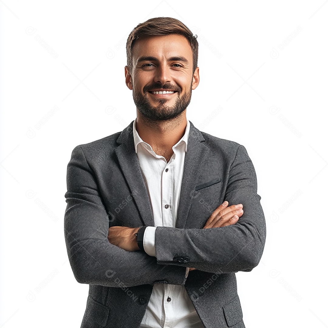 Feliz empresário sobre fundo isolado