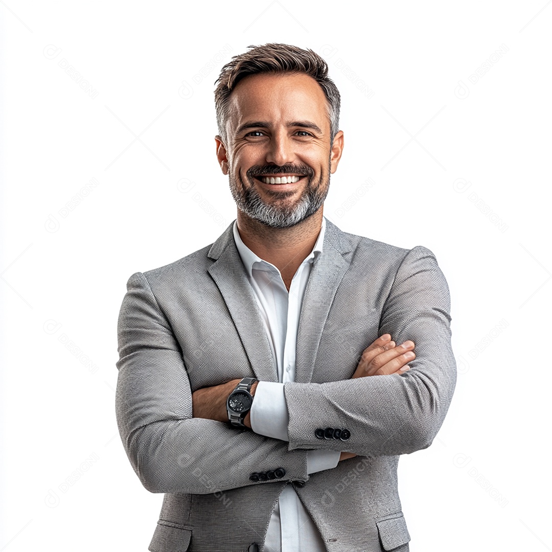 Feliz empresário sobre fundo isolado