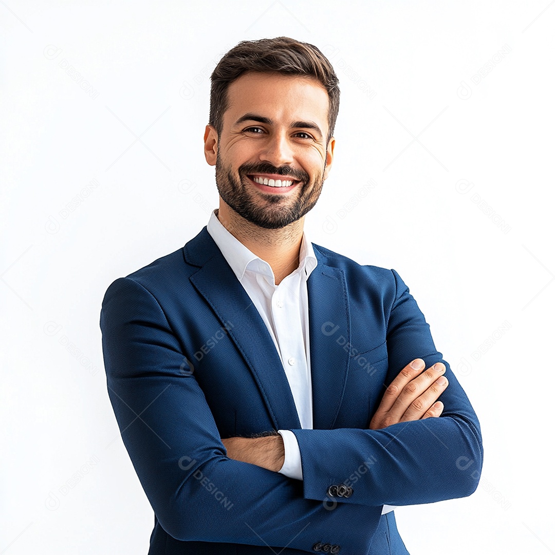 Feliz empresário sobre fundo isolado